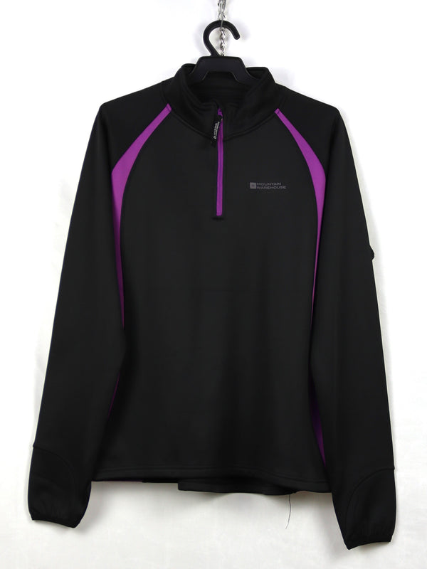 Mountain Warehouse women's black and purple quarter-zip activewear top.