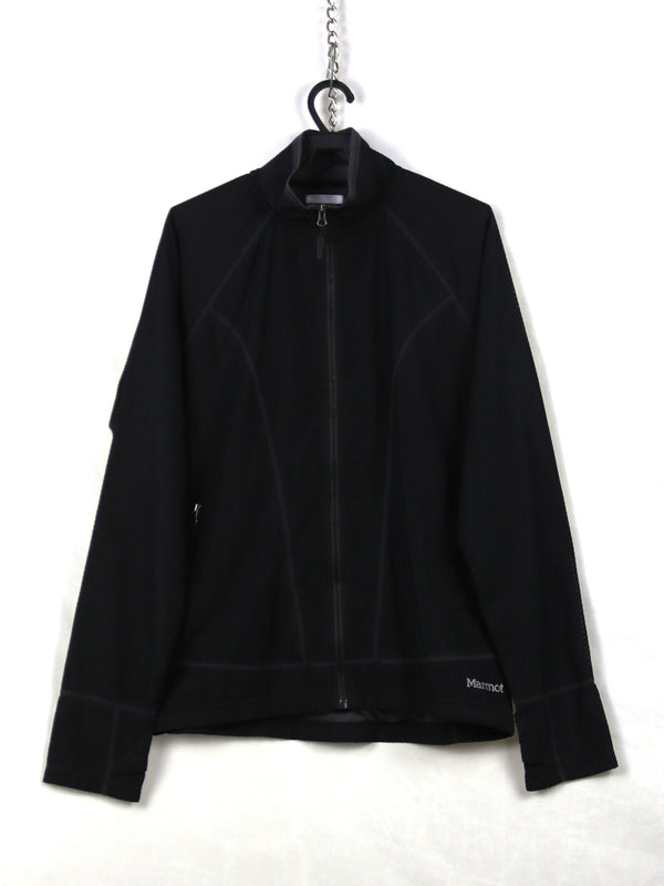 Marmot women's jacket featuring a full-length zipper and zippered pockets.