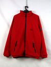 Helly Hansen red full-zip fleece jacket double face with navy blue accents.