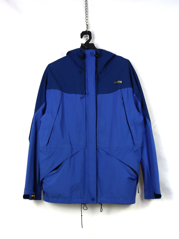REI Jacket Small Petite PS Blue Full Zip-Up Gore-Tex XCR Snap Button Logo