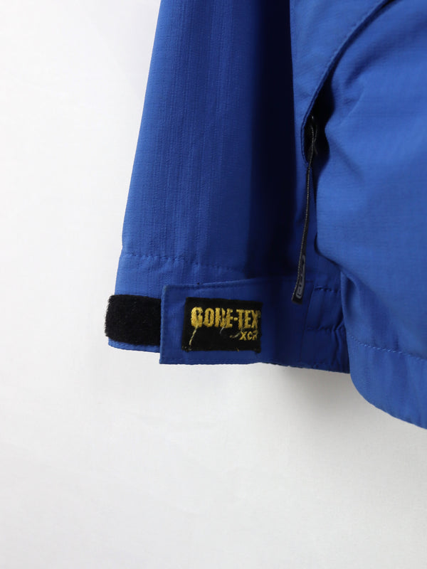 REI Jacket Small Petite PS Blue Full Zip-Up Gore-Tex XCR Snap Button Logo