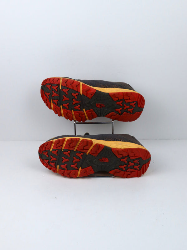 The North Face Litewave Ampere II running shoes in a grey and orange colorway.
