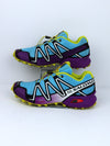 Salomon Speedcross 3 trail running shoe in a blue and yellow colorway.