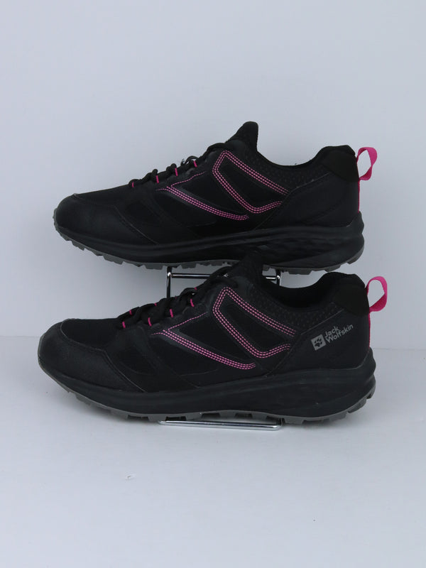 Jack Wolfskin Force Striker Texapore Low hiking shoes in black with pink accents.