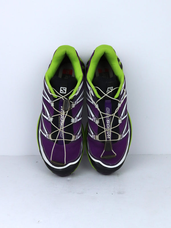 Salomon Women's Wings Pro 2 trail running shoes in purple and green.