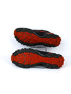 La Sportiva Bushido II trail running shoes in a black and red colorway.